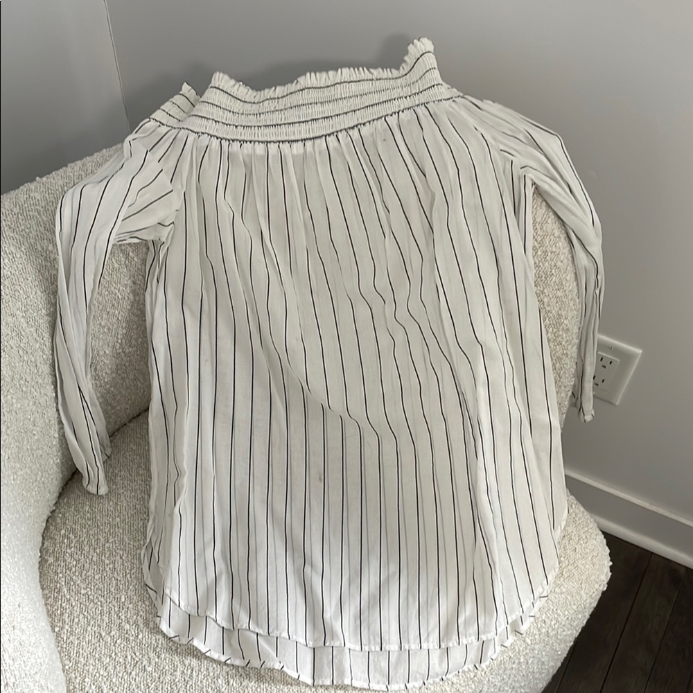 MICHAEL Michael Kors white cotton striped off the shoulder Blouse